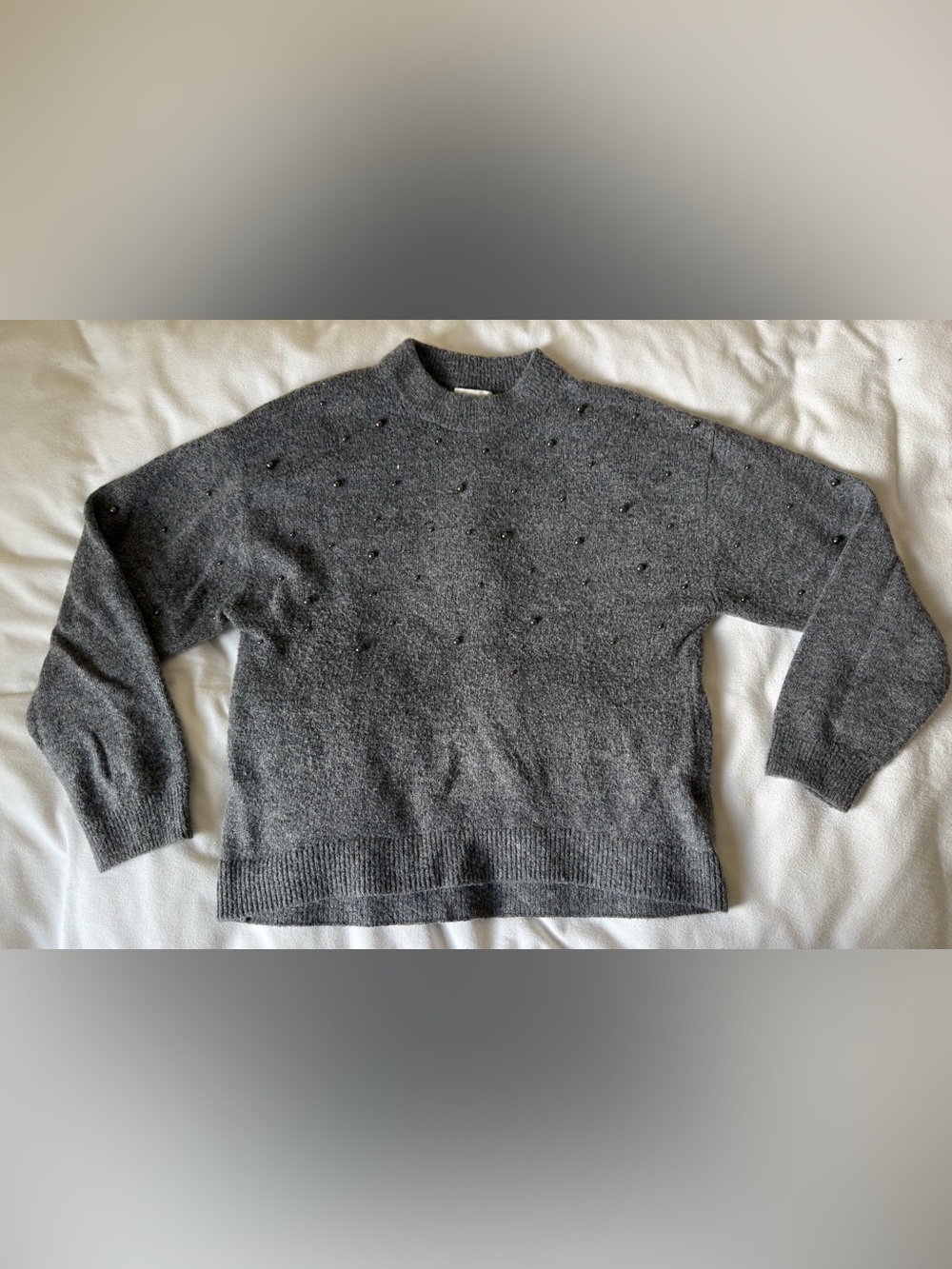 H&M Dark Gray Beaded Crewneck Sweater